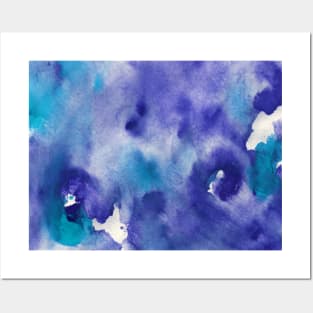 Abstract colorful background with hand-painted texture. Watercolor painting with splashes, drops of paint, paint smears. Perfect for greeting card, postcard, poster, logo, textile, fabric, packaging. Posters and Art